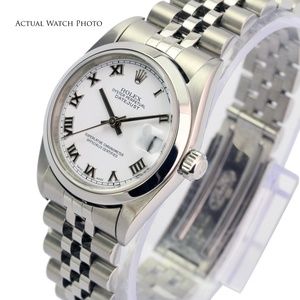 Rolex Accessories - Rolex Datejust 78240 White Roman Dial Smooth Bezel Rolex Accessories - Rolex Datejust 78240 White Roman Dial Smooth Bezel
